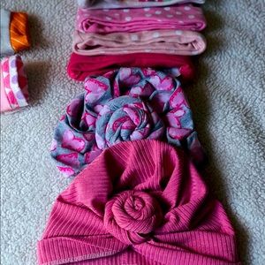 0-6 Months 8 piece Hat and rattle bundle